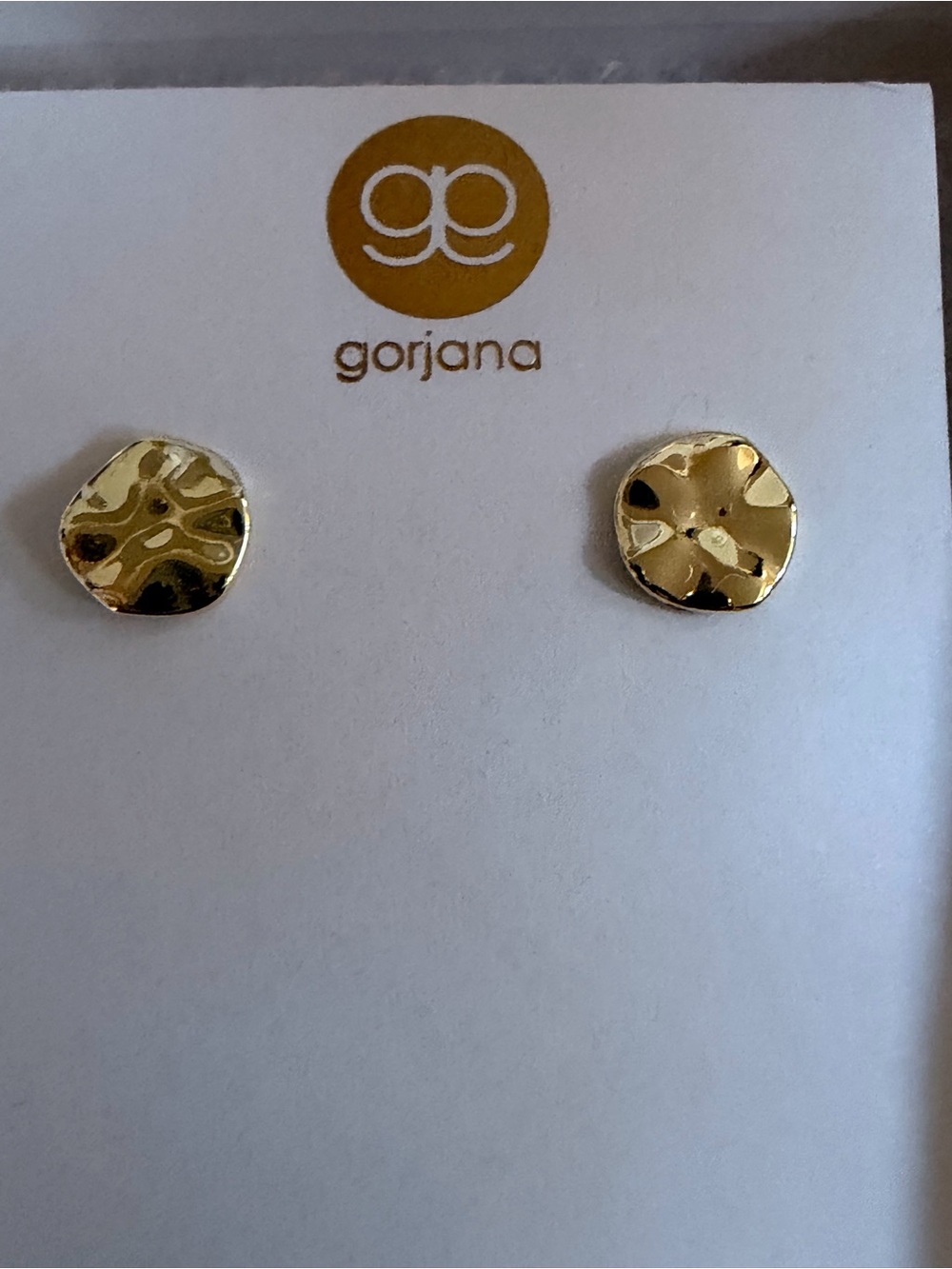Gorjana Hammered Gold Disc Stud Earrings - Picture 2 of 3